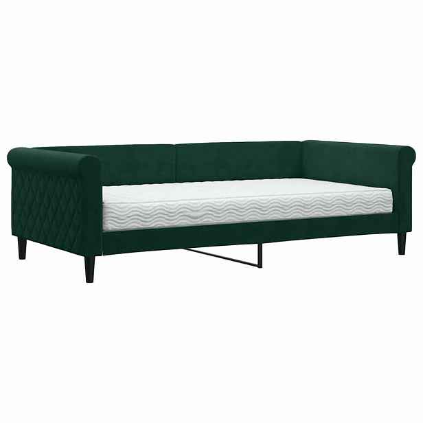 vidaXL Válenda s matrací tmavě zelená 100 x 200 cm samet