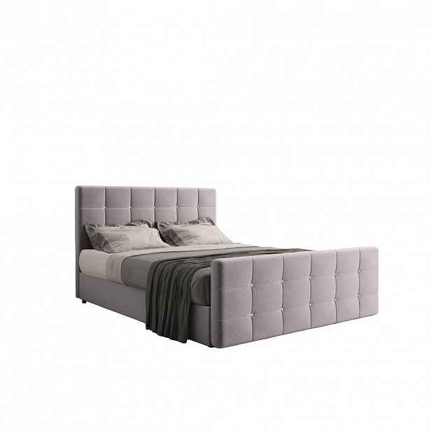 Kaiser Möbel KONTINENTÁLNÍ POSTEL s úložným prostorem, matrací a topperem ROMA 120x200 cm Světle šedá H3-Bonell