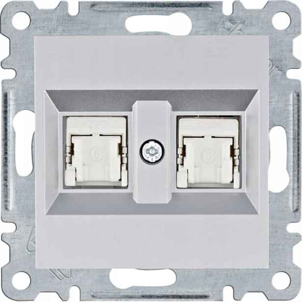 Lumina dvojitá počítačová zásuvka RJ45 kat.6 stříbrná WL2182