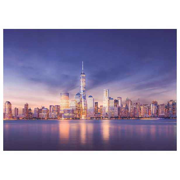 Tapeta Večerní New York Město budoucnosti Fialový úsvit 208x146 lepidlo