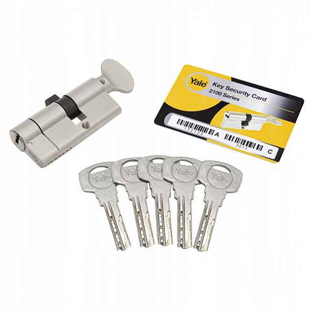Vložka s knoflíkem Assa Abloy Yale 2100 35G/55, nikl, Atest, třída 6D