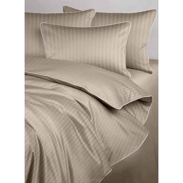 Povlečení damaškové macchiato béžové s bílým lemováním 160x200 Maro Home