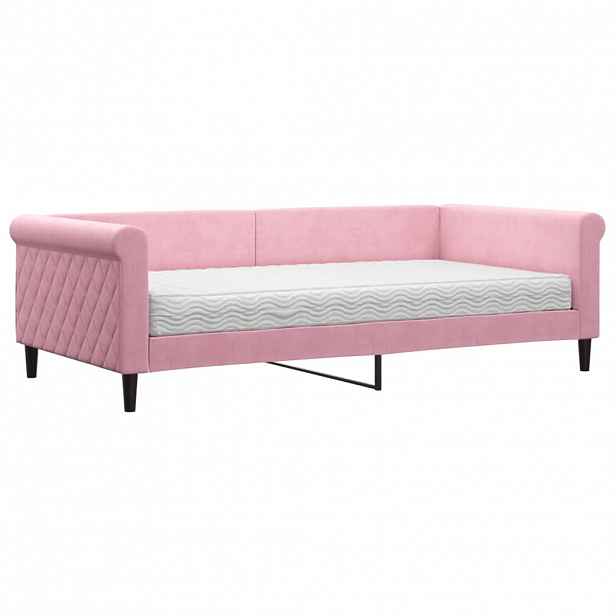 vidaXL Válenda s matrací růžová 100 x 200 cm samet