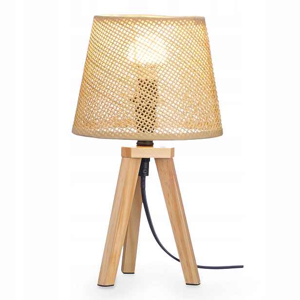 Noční Lampa Boho Natural Dřevo Béžová 32 X 18 CM Závit E14