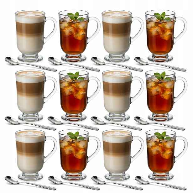 Sklenice na kávu latte macchiato 310 ml lžičky Altom Design Verona 24 ks