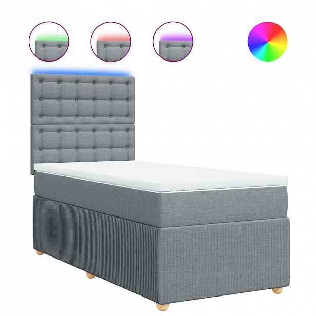 vidaXL Box spring postel s matrací světle šedý 100 x 200 cm textil