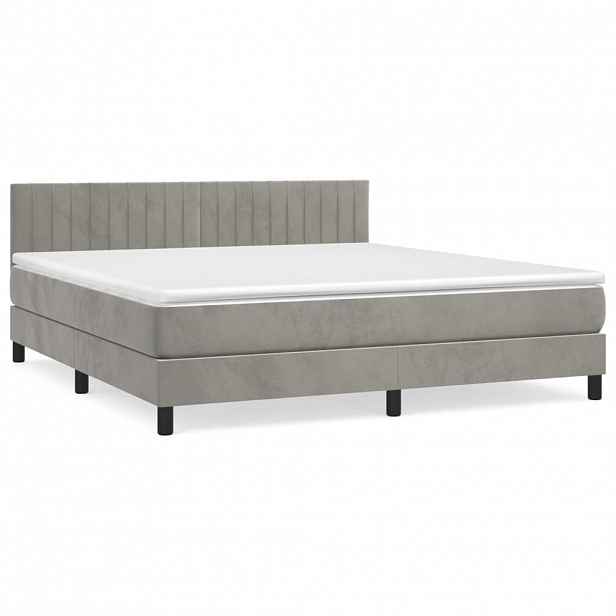 vidaXL Box spring postel s matrací světle šedá 160x200 cm samet