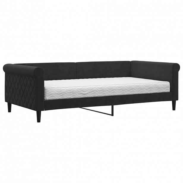 vidaXL Válenda s matrací černá 100 x 200 cm samet