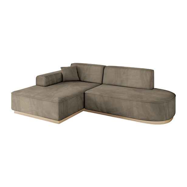 ALTDECOR ROHOVÁ SEDAČKA s otomanem, levá IREA-L1 232x165x80 Hnědá Velur