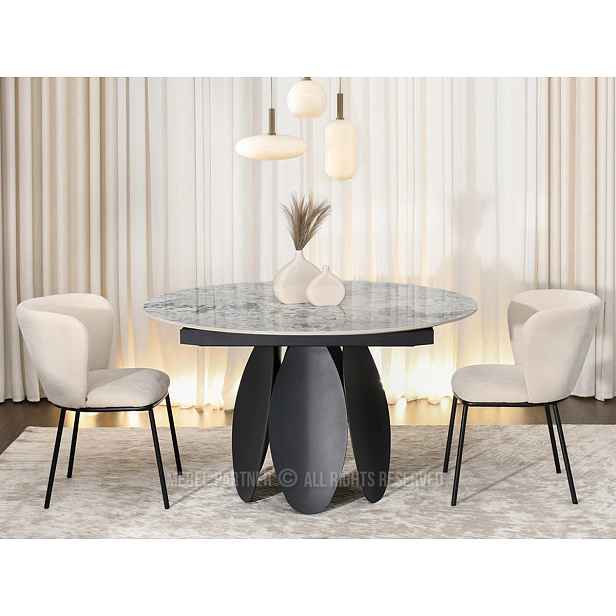 Designový jídelní stůl BAWER - šedý / černý