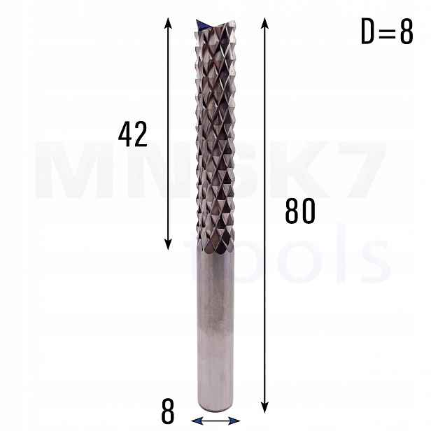 Přímá vícebřitá fréza fi 8.0 x 42 x 80 Cnc Vhm
