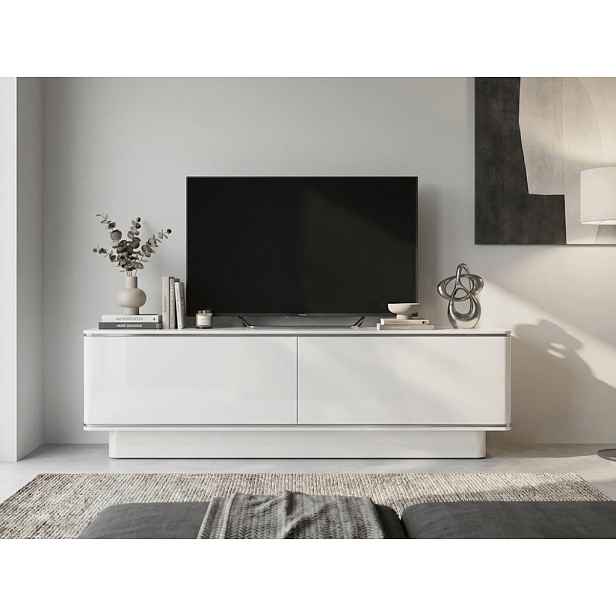 TV stolek ALVIN 135 cm, bílá/stříbrná