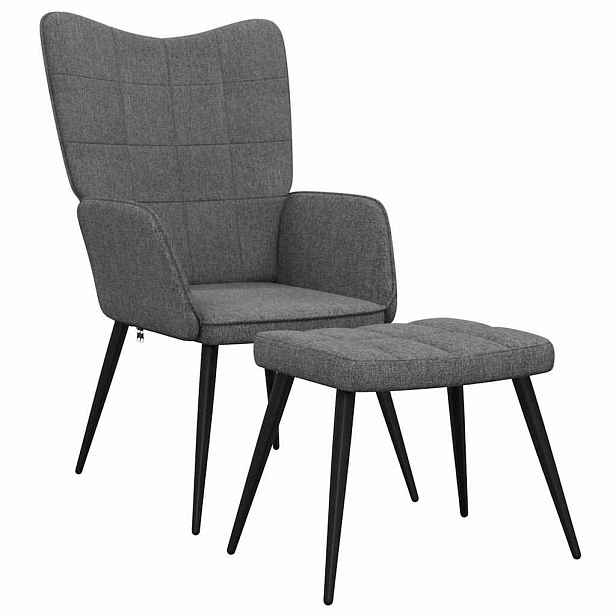 vidaXL Relaxační židle se stoličkou tmavě šedá textil