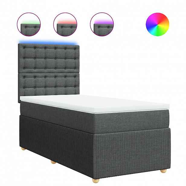 vidaXL Box spring postel s matrací tmavě šedá 100 x 200 cm textil