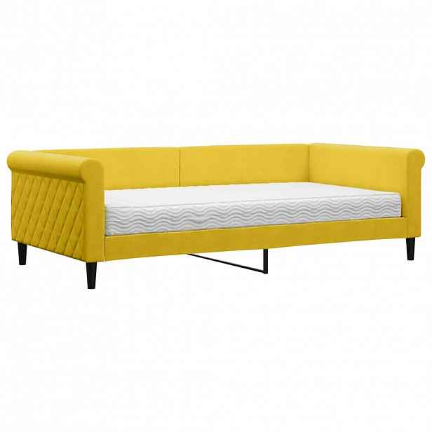 vidaXL Válenda s matrací žlutá 100 x 200 cm samet