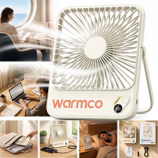 Usb ventilátor Tichý mini bivakovací stolní ventilátor chlazení 10000 mAh