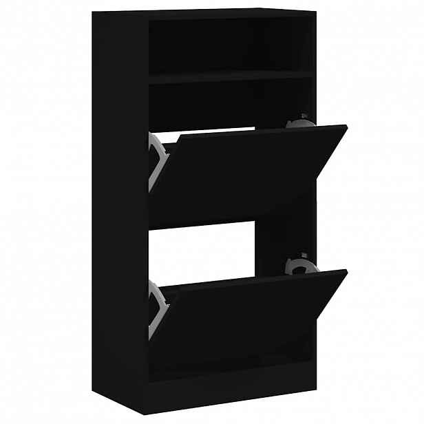 vidaXL Botník černý 60 x 34 x 116 cm kompozitní dřevo
