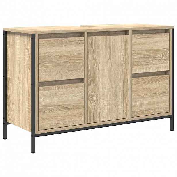 vidaXL Skříňka s umyvadlem a zásuvkami Sonoma Dub 90x34,5x60 cm