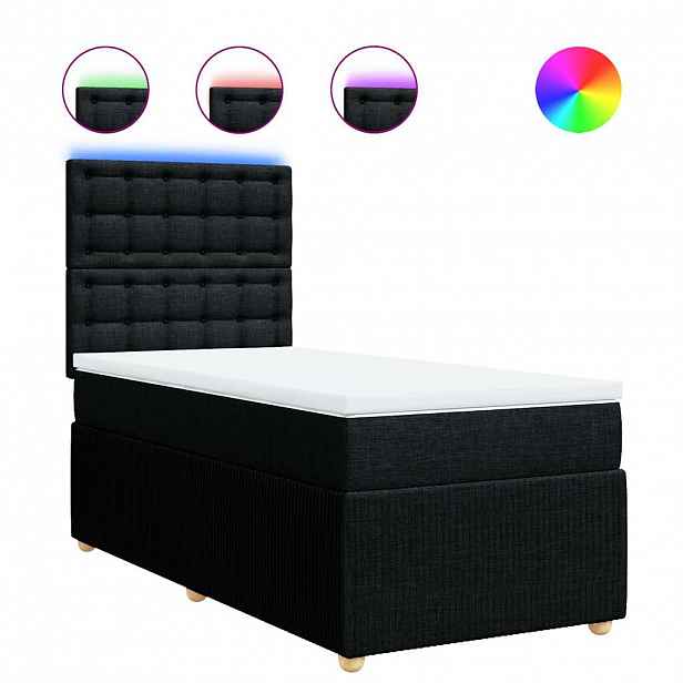 vidaXL Box spring postel s matrací černá 100 x 200 cm textil