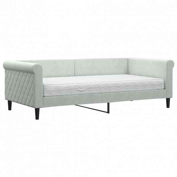 vidaXL Válenda s matrací světle šedá 90 x 190 cm samet