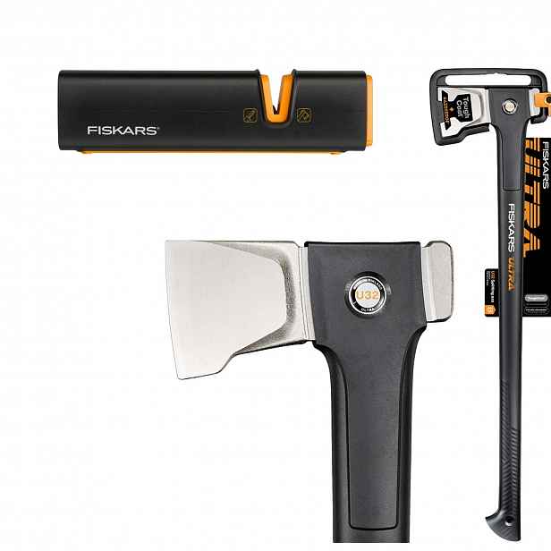 Fiskars Sada na dřevo Štípací sekera Brousek s keramickým ostřím