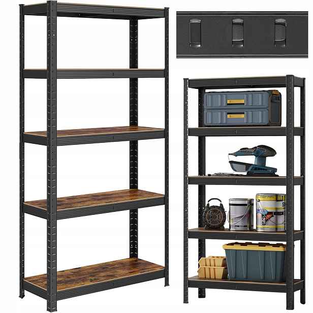 Kovový skladový regál 75x30x150 cm na stisk 130 kg pro garáž 5 Polic Loft