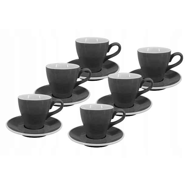 Set 6 ks Lungo šálek s podšálkem Milano, 150 ml, šedý