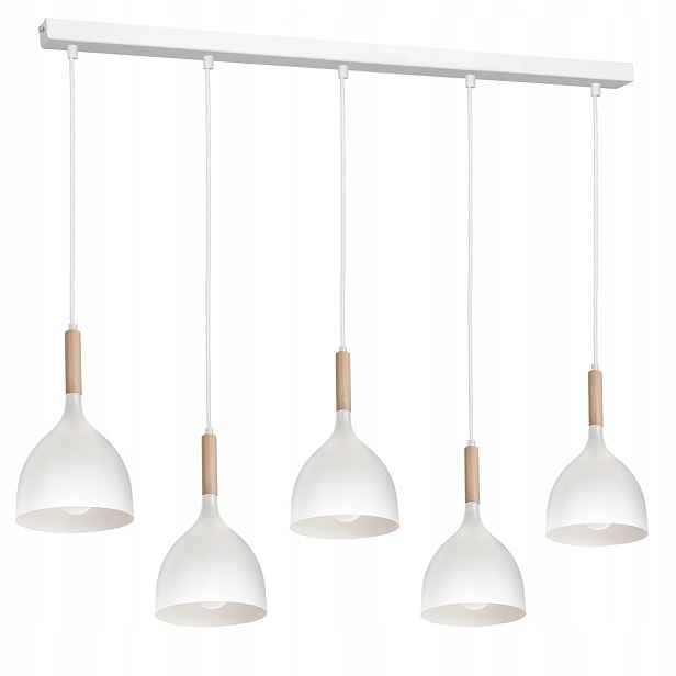 Závěsná lampa dřevěná bílá světlé dřevo nad stůl 5 bodů 122 cm Luminex