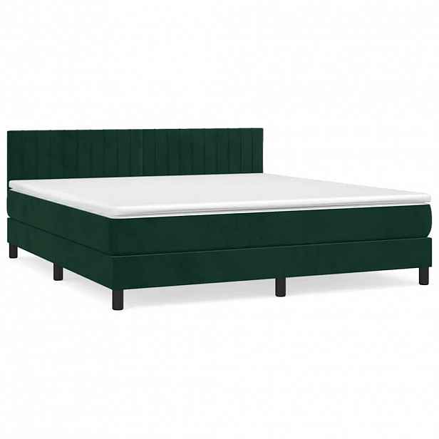 vidaXL Box spring postel s matrací tmavě zelená 160x200 cm samet