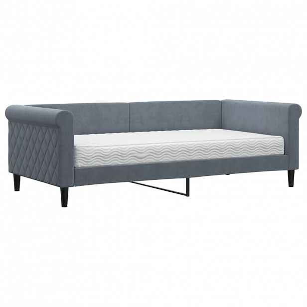 vidaXL Válenda s matrací tmavě šedá 90 x 190 cm samet