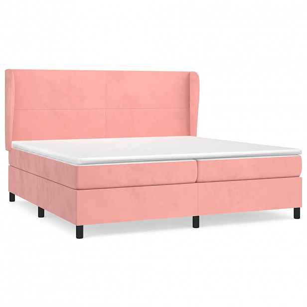 vidaXL Box spring postel s matrací růžová 200x200 cm samet