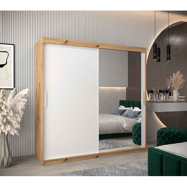 Šatní skříň Abi T2 Barva korpusu: Dub artisan, Rozměry: 200 cm, Dveře: Bílá