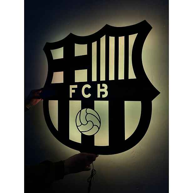 Dřevěný 3D fotbalový obraz Fc Barcelona Dekorace Noční Lampa Led XL