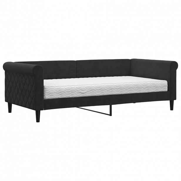 vidaXL Válenda s matrací černá 90 x 190 cm samet
