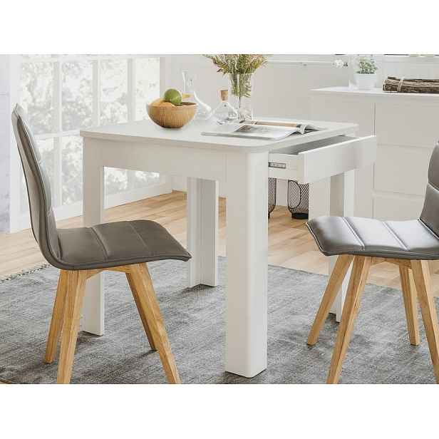 Jídelní stůl se šuplíkem Sandvika 80x80 cm, bílý