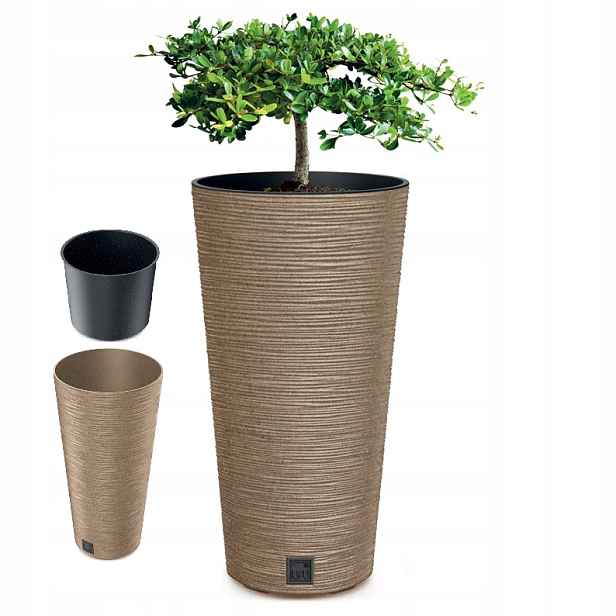 Květináč Na Květiny S Vložkou Eco Wood Vysoký Slim 30x58 CM