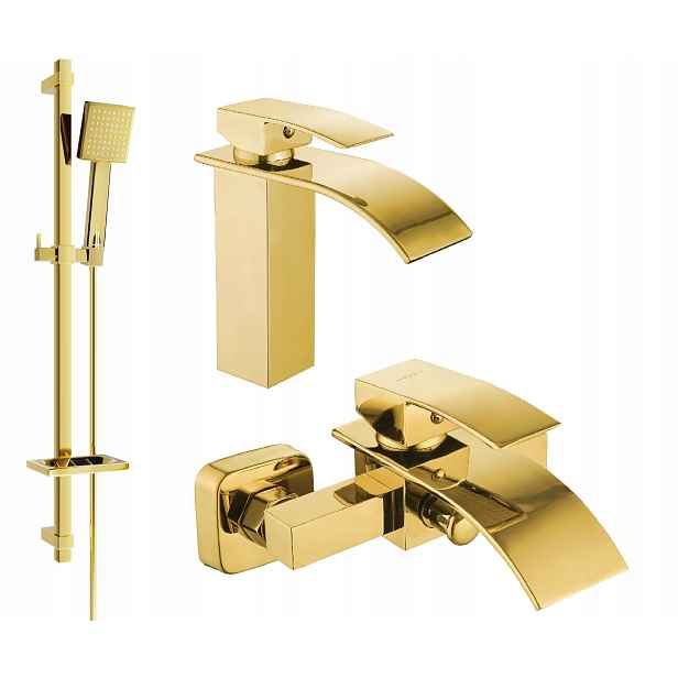 Mexen Aries DQ45 vanová souprava zlatá, mosazné prvky, elegantní design