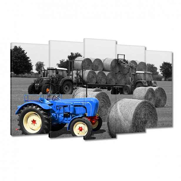 Obrazy 100x60 Žně Modrý traktor