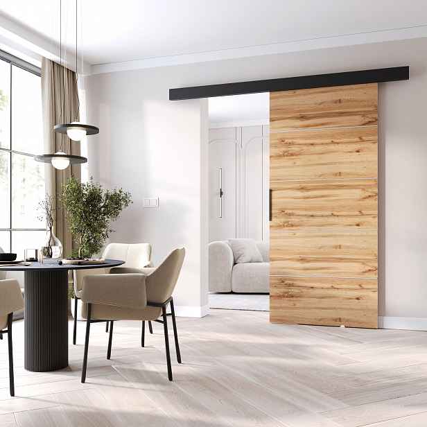 Posuvné dveře BARRET 12 - 106 cm, dub wotan / černé