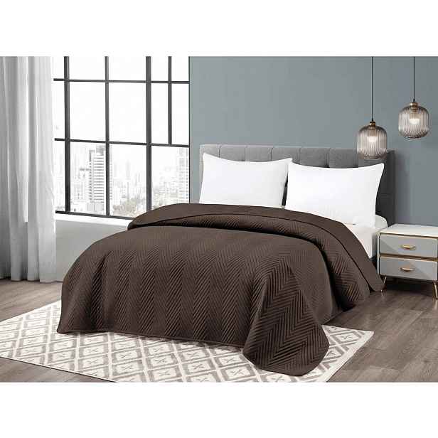 Sametový přehoz na postel ARROW VELVET, tmavě hnědý Rozměr: 170 x 210 cm