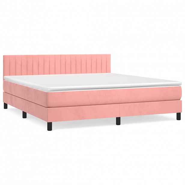 vidaXL Box spring postel s matrací růžová 160x200 cm samet