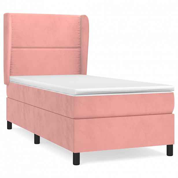 vidaXL Box spring postel s matrací růžová 80 x 200 cm samet