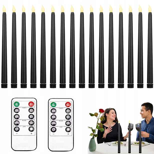 Elektronické Led svíčky 16 Ks Blikající s 2 dálkovými ovladači na vánoční stromek a krb
