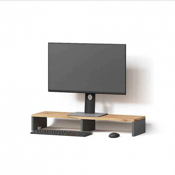 Livinity® STOJAN NA MONITOR Lorena Antracit/zlatý dub 80 x 12 cm