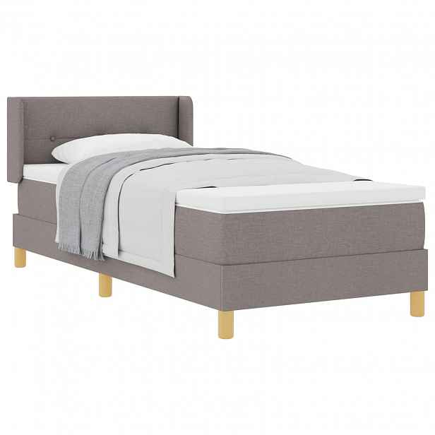 vidaXL Postel s boxspringem s čelo Taupe 190 x 90 cm textil