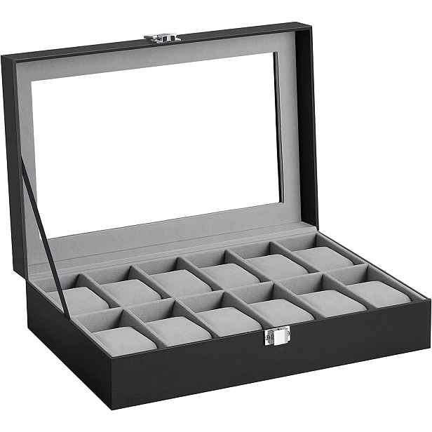 SONGMICS Úložný box na hodinky Velur šedý