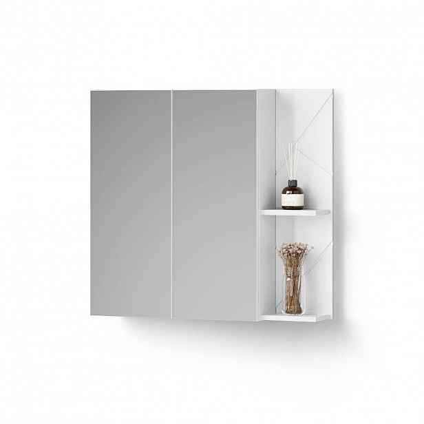 Livinity® ZRCADLOVÁ SKŘÍŇKA Ronco Bílá vysoký lesk 80 x 75 cm