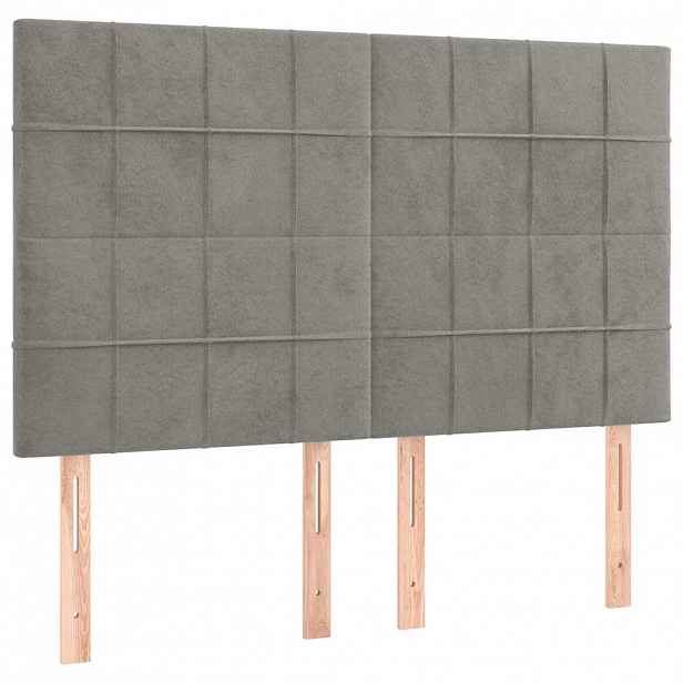 vidaXL Čelo postele světle šedé 144x5x118/128 cm sametové