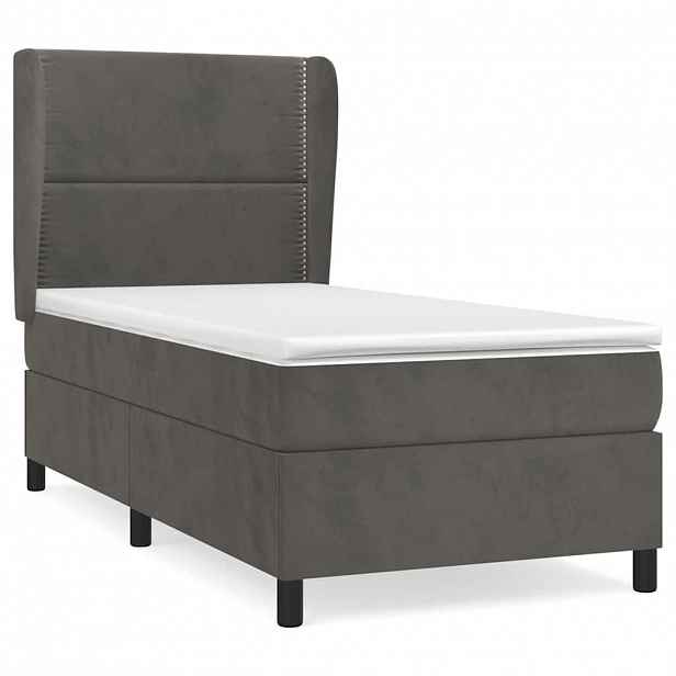 vidaXL Box spring postel s matrací tmavě šedá 90x190 cm samet