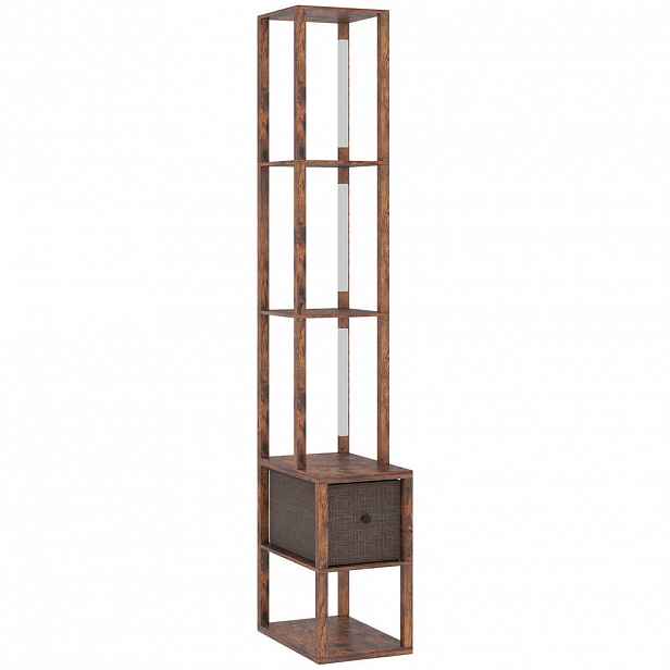 HOMCOM STOJACÍ lampa MDF rustikální hnědá
